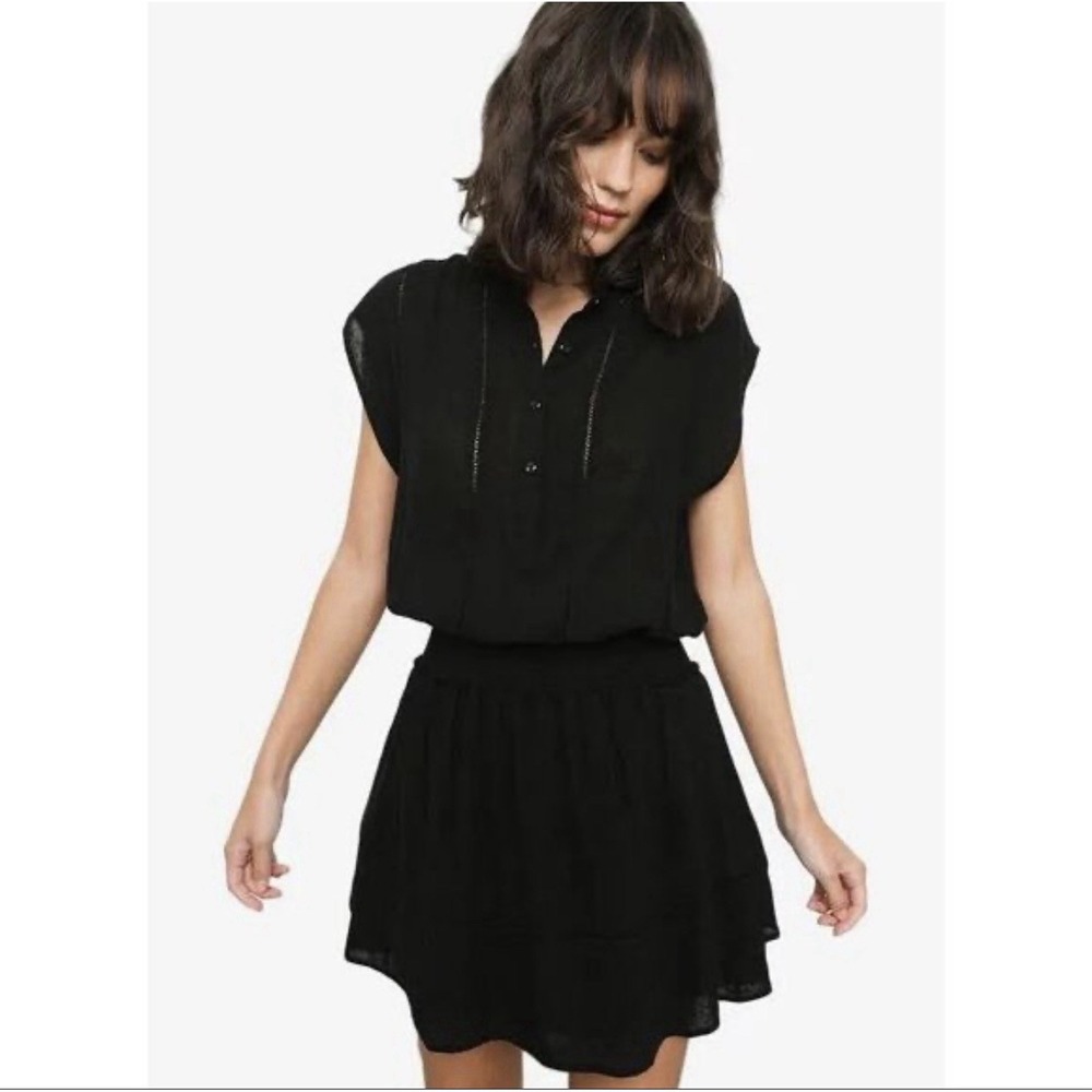 Rails Angelina Black Dress Linen Blend Size M